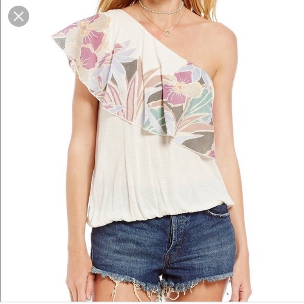 NWT Free People Ruffle one shoulder top small